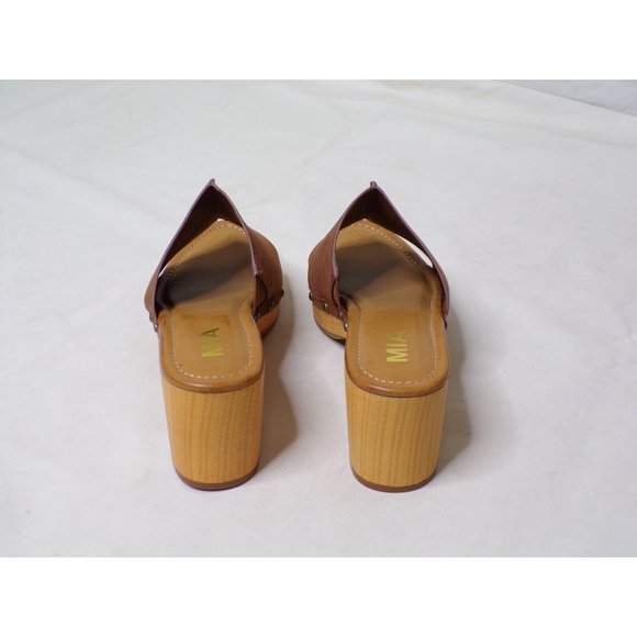 MIA Merel Studded Block Heel Mule Sandal Shoes 39  9 Brown NEW - Picture 8 of 11